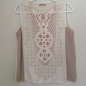 Zara Collection Romantic Lace Look Sleeveless Tank Top. Size 28/M